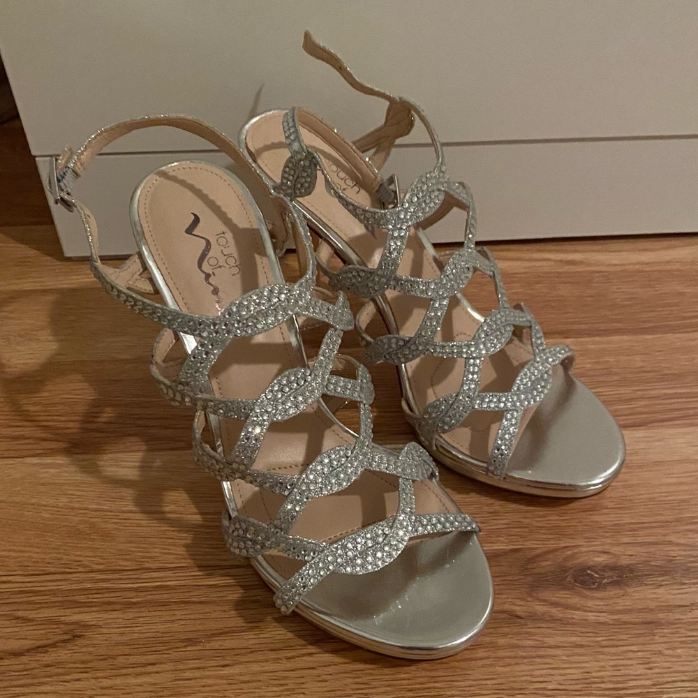 Touch of Nina Silver Jewel Heels